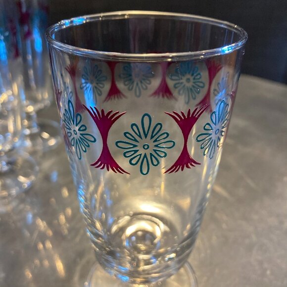 Set/4 Vintage Japanese Footed Juice Glasses by Aderia, Mid-Century Modern, Retro - Picture 4 of 7